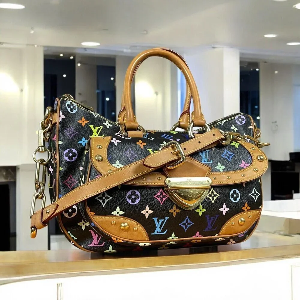 LOUIS VUITTON Multicolor Rita Black LV x TM Murakami Chain Shoulder Strap Bag